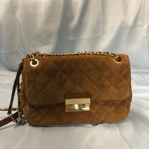Michael Kors Quilted Taupe Sueded Crossbody Classic Luxury